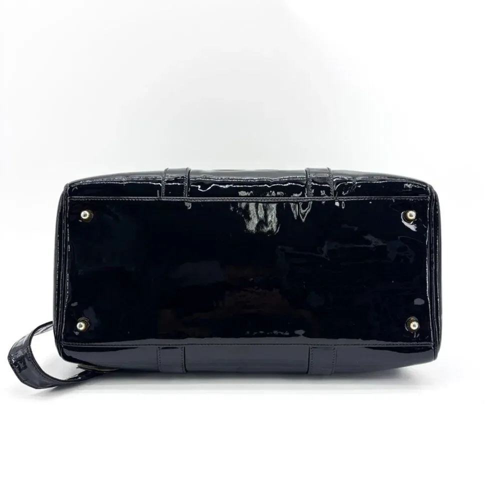 Chanel Black Patent Boston Bag